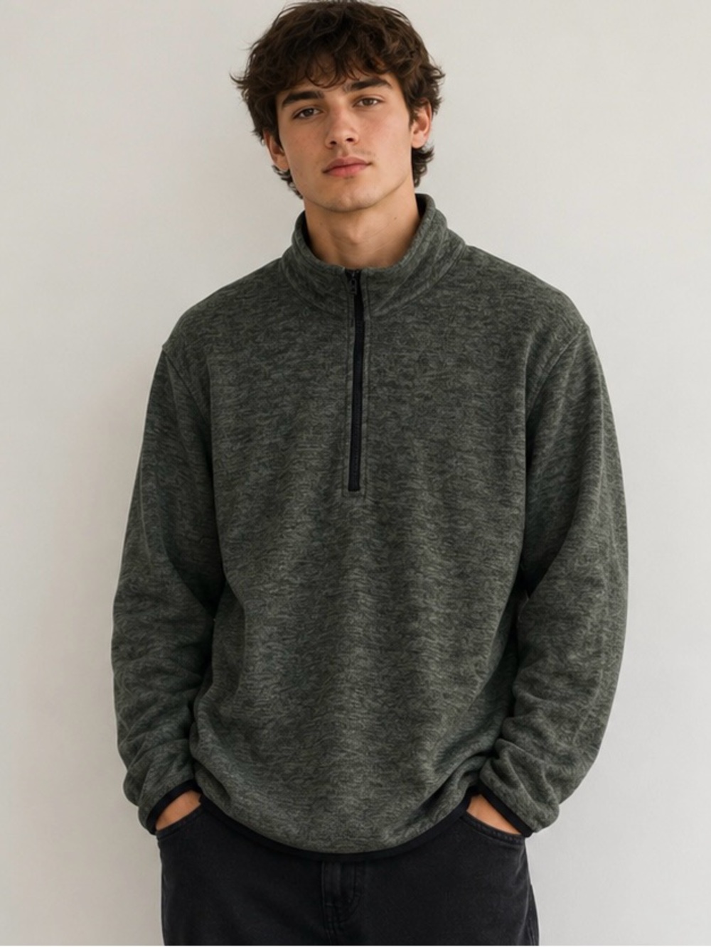 Hawke‎ & Co Olive Heather Quarter-Zip Pullover